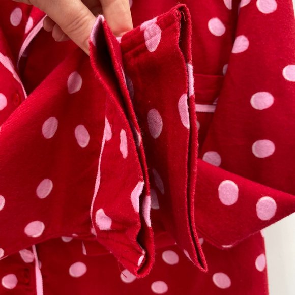 Kate Spade Red Polka Dot Flannel Pajama Set Large - Picture 6 of 9